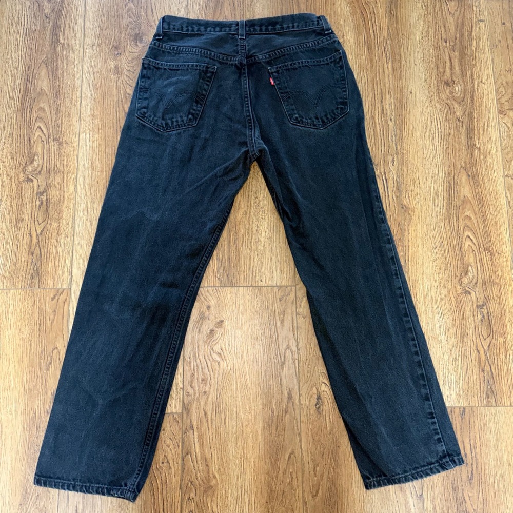 Y2K Levis 505 Regular Fit Faded Black Jeans Men 32x30 Straight Leg Denim Batwing